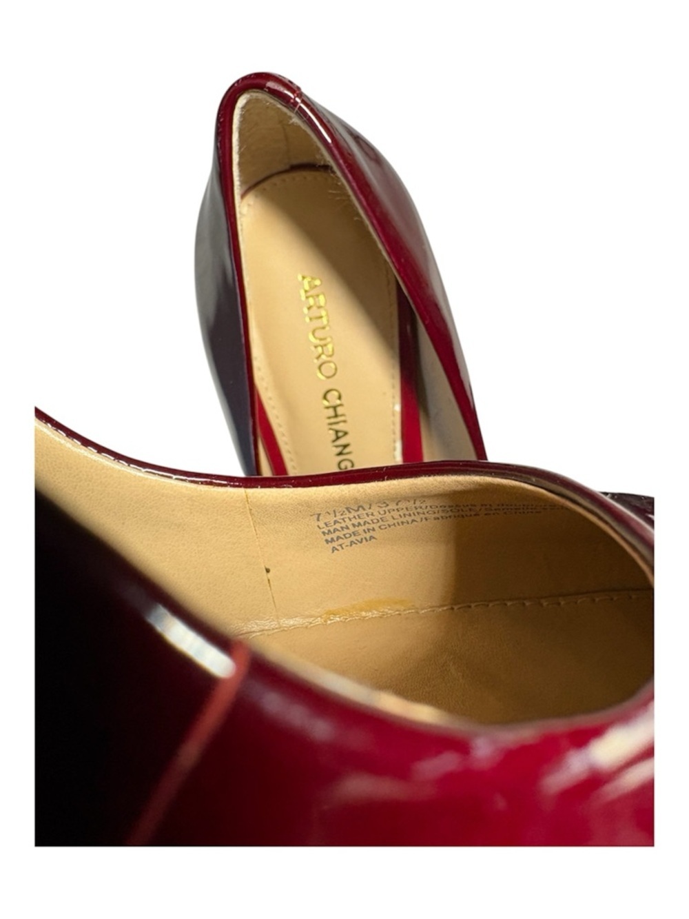 Arturo Chiang Pointed-Toe Pumps. Size 7.5 M. Burgundy - Picture 5 of 8